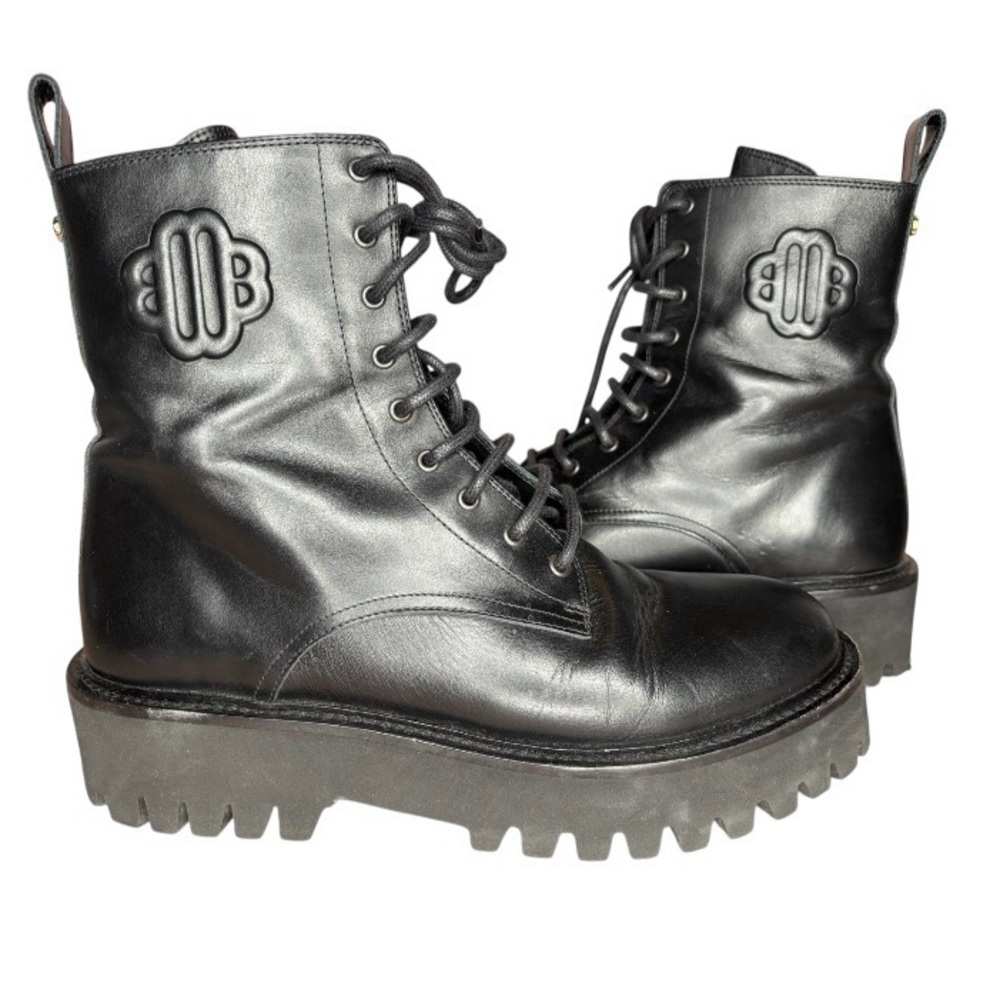 Maje Black Leather Moto Boots sz EU 40